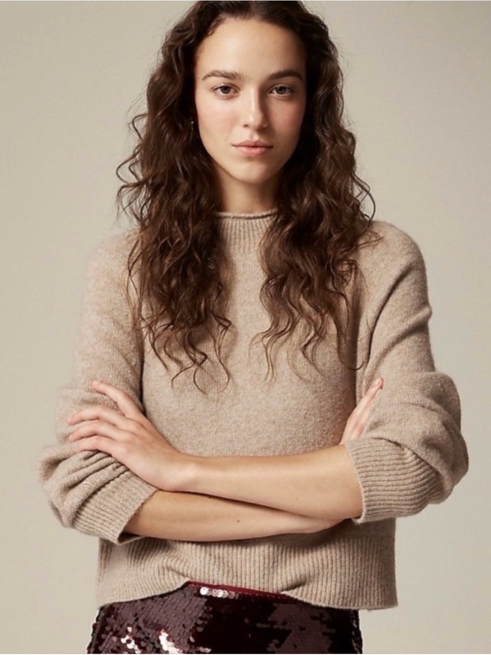 J. Crew Rollneck Sweater in Supersoft Yarn XXS Tan/Taupe